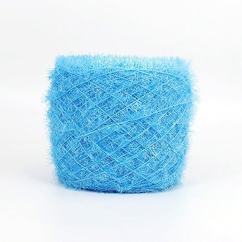 dvnFWKc Yarn for Knitting Crocheting Crafting, 100G Glasseide Wolle Hand Strickgarn Ausgefallener Wimpernfaden DIY Handarbeit Puppe Pullover Hut Tasche Herstellung Häkellinie(Sky Blue) von dvnFWKc