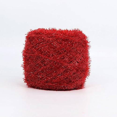 dvnFWKc Yarn for Knitting Crocheting Crafting, 100G Glasseide Wolle Hand Strickgarn Ausgefallener Wimpernfaden DIY Handarbeit Puppe Pullover Hut Tasche Herstellung Häkellinie(Wine red) von dvnFWKc