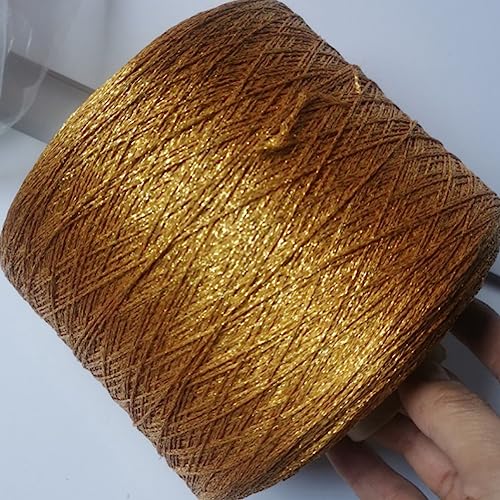 dvnFWKc Yarn for Knitting Crocheting Crafting, 250g Glattes Glitzergarn aus Seide in Gold und Silber, Metallic-Garn, Strang for Handstricken, Häkeln, Weben, Faden for Deckenbasteln(Gpld) von dvnFWKc