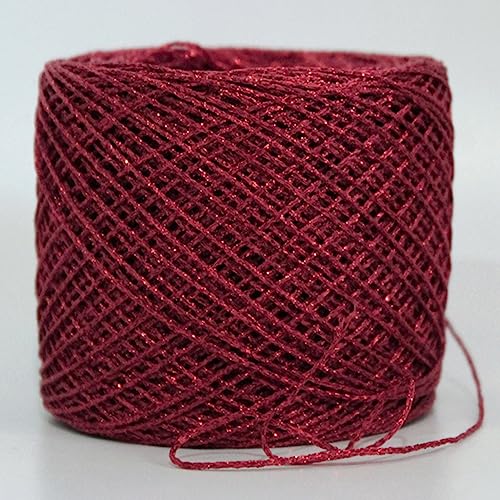 dvnFWKc Yarn for Knitting Crocheting Crafting, 250g Glattes Glitzergarn aus Seide in Gold und Silber, Metallic-Garn, Strang for Handstricken, Häkeln, Weben, Faden for Deckenbasteln(Red) von dvnFWKc