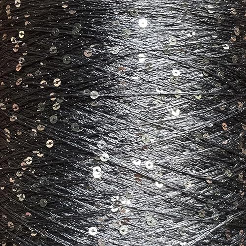 dvnFWKc Yarn for Knitting Crocheting Crafting, 250g Glitzer Pailletten Garn Paillette Garn Perlen Garn Hand Stricken Fäden DIY Handarbeiten Nähen Faden Handwerk(Black) von dvnFWKc