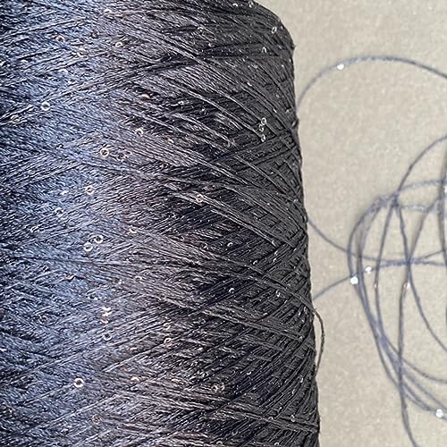 dvnFWKc Yarn for Knitting Crocheting Crafting, 250g Glitzer Pailletten Garn Paillette Garn Perlen Garn Hand Stricken Fäden DIY Handarbeiten Nähen Faden Handwerk(Dark Grey) von dvnFWKc