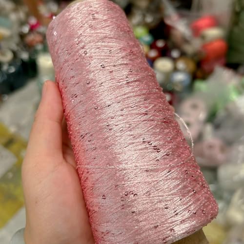 dvnFWKc Yarn for Knitting Crocheting Crafting, 250g Super Schöne Helle See Grün Glittery Perlen Pailletten Garn Schal Pullover Stricken Garn Thread Kleidung(Pink) von dvnFWKc