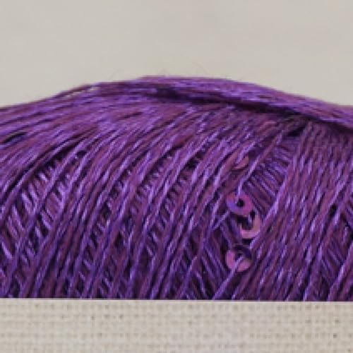 dvnFWKc Yarn for Knitting Crocheting Crafting, 40 g seidiges Paillettengarn, feine Wolle, handgestrickt, gehäkeltes Leinengarn, Perlen, DIY-Spitzenlinie, Hemd, Schal, Häkelgarn(Purple) von dvnFWKc