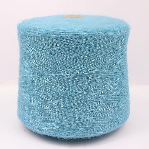 dvnFWKc Yarn for Knitting Crocheting Crafting, 50 g/Knäuel Mohair-Paillettengarn, for Selberstricken, for Pullover, Mäntel, Socken, Mützen, Garn, bequemes DIY-Material(Blue) von dvnFWKc