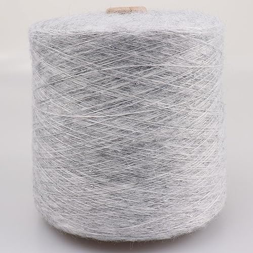 dvnFWKc Yarn for Knitting Crocheting Crafting, 50 g/Knäuel Mohair-Paillettengarn, for Selberstricken, for Pullover, Mäntel, Socken, Mützen, Garn, bequemes DIY-Material(Light Gray) von dvnFWKc