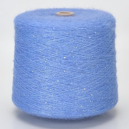 dvnFWKc Yarn for Knitting Crocheting Crafting, 50 g/Knäuel Mohair-Paillettengarn, for Selberstricken, for Pullover, Mäntel, Socken, Mützen, Garn, bequemes DIY-Material(Sky Blue) von dvnFWKc