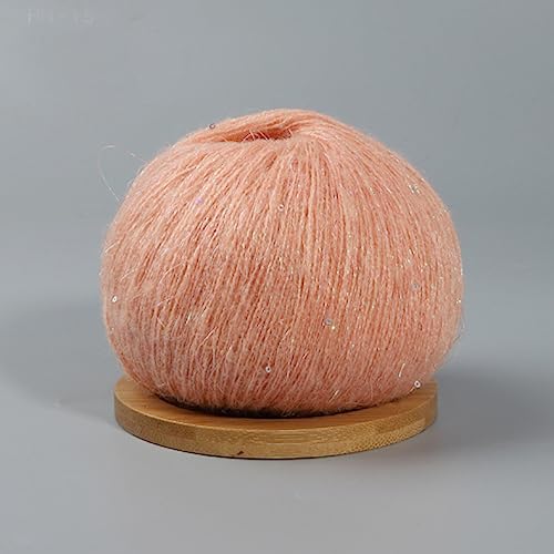 dvnFWKc Yarn for Knitting Crocheting Crafting, 50 g Mohair-Strickgarn mit Pailletten, feines Garn, Häkelgarn, flauschig, gestrickt, weich, Spitze, Wollfaden, Pullover, Schal, Perlengarn(Meat Powder) von dvnFWKc