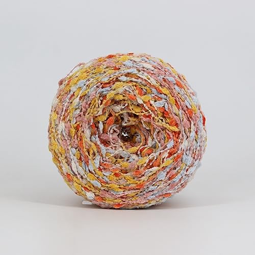 dvnFWKc Yarn for Knitting Crocheting Crafting, 50G Polyester Fancy Special Wolle Stricken Häkeln Perlen Garn Abschnitt gefärbt Chrysantheme Kaschmir Schal Thread(Orange) von dvnFWKc