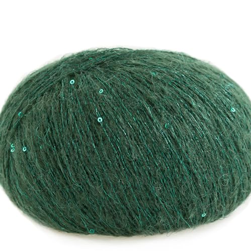 dvnFWKc Yarn for Knitting Crocheting Crafting, Mohairgarn, Paillettengarn, Knäuel, fein, handgefertigt, for Selberstricken, Schal, Schal, Pullover, Mütze, Garn, Häkelgarn(Dark Green) von dvnFWKc