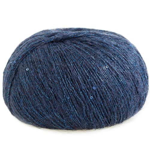 dvnFWKc Yarn for Knitting Crocheting Crafting, Mohairgarn, Paillettengarn, Knäuel, fein, handgefertigt, for Selberstricken, Schal, Schal, Pullover, Mütze, Garn, Häkelgarn(Navy Blue) von dvnFWKc