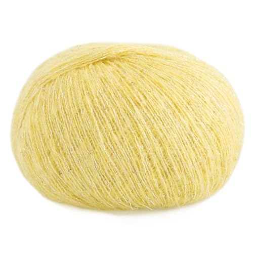 dvnFWKc Yarn for Knitting Crocheting Crafting, Mohairgarn, Paillettengarn, Knäuel, fein, handgefertigt, for Selberstricken, Schal, Schal, Pullover, Mütze, Garn, Häkelgarn(Yellow) von dvnFWKc