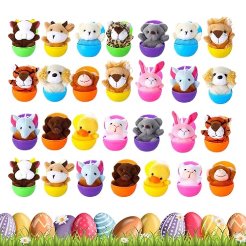 dzqad Gefüllte Ostereier, vorgefüllte Ostereier für - Easter Eggs Schlüsselkette Set Plüschspielzeug gefülltes Tier - Vorgefüllte Klassenzimmerpreiszubehör, Soft Bright Play for Kids partys von dzqad