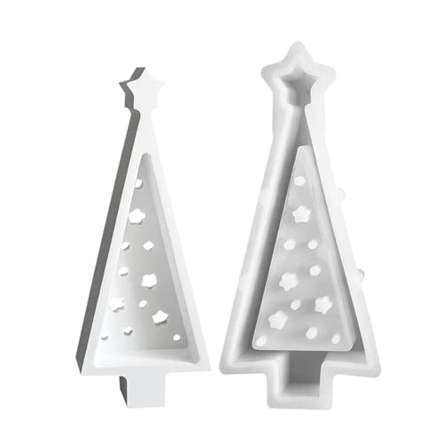 dzqad Silikon-Weihnachtsbaumform, Weihnachtsbaum-Harzform - Weihnachts-Teelicht-Kerzenhalter-Formen,Harz-Kerzenständer-Gießform, Zement-Ornament-Herstellungsformen, Bastelbedarf, Gipsform von dzqad