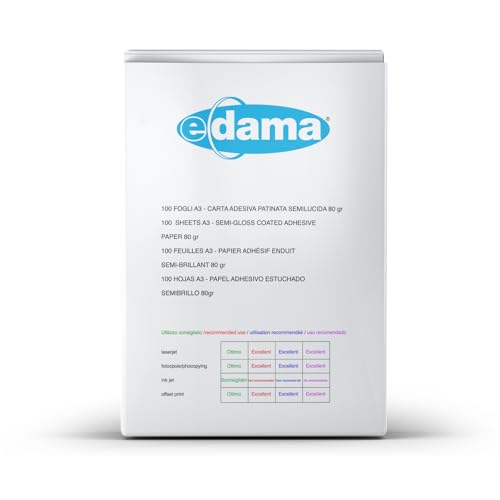 e-dama 100 Blatt bedruckbare Aufkleber SRA3 (320 x 450 mm), selbstklebendes Fotopapier für Laserdruck, weiß mit Ausschnitt von e-dama