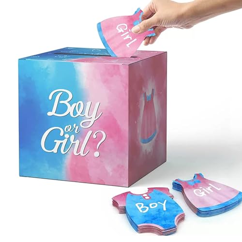 eBoutik - Gender Reveal Party Supplies - Mädchen oder Junge Cast A Vote Game Box mit Wahlurnen - Rosa oder Blau Abstimmung - Schwangerschafts-Babyparty-Spiel von eBoutik