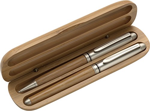 Kugelschreiber und Rollerball aus Holz/Metall im Holz Etui mit individueller Gravur von eBuyGB