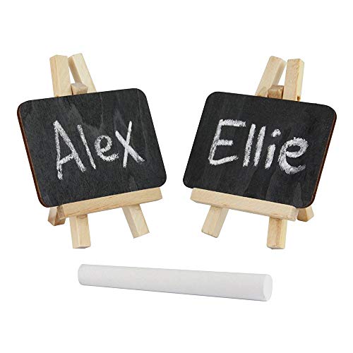 eBuyGB Mini-Staffelei Kreide/Schwarze Tafel – Wiederverwendbare Tischkarte Name Tischnummer Preis (10 Stück), Holz, 10er-Pack von eBuyGB