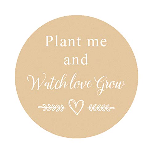 100 Stk Rustikal Liebe Saat Hochzeitssticker - Plant me and Watch love grow Aufkleber - 4 cm Runde Sukkulente Pflanzen/Blumensamen Etiketten,für Hochzeit,Taufe,Gastgeschenk,Tüten - UNI 315 von eKunSTreet