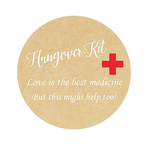 100x Rotes Kreuz Hangover Kit Sticker - Love is the best medicine Aufkleber - 40mm Funny Party Kater Kit Etiketten für Gastgeschenke zur Hochzeit,Geburtstag,Bachelorette Party Survival Kit - UNI 312 von eKunSTreet