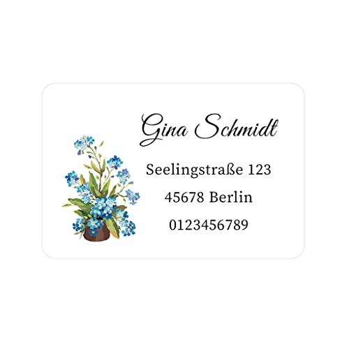 48 PERSONALISIERT Adressaufkleber Weihnachten/Hochzeit address Aufkleber Rücksendung Adresse Etiketten Geschäftsadresse Gastgeschenk Sticker 60mmx40mm - Rec011 (004 forget-me-not) von eKunSTreet