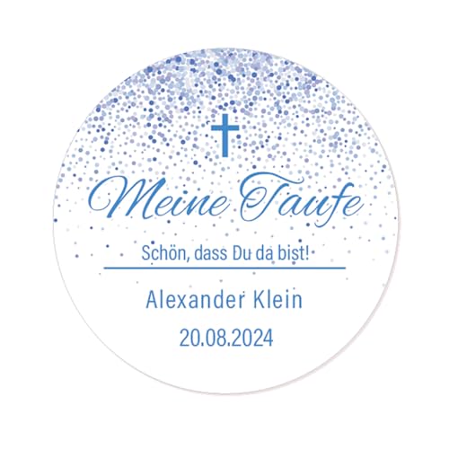 50 PERSONALISIERT Glitzer Cofetti Muster Aufkleber zur Kommunion Taufe Geburtstag Hochzeit Sticker 40mm Gastgeschenke Etiketten - Rd 669 (004 punkte) von eKunSTreet