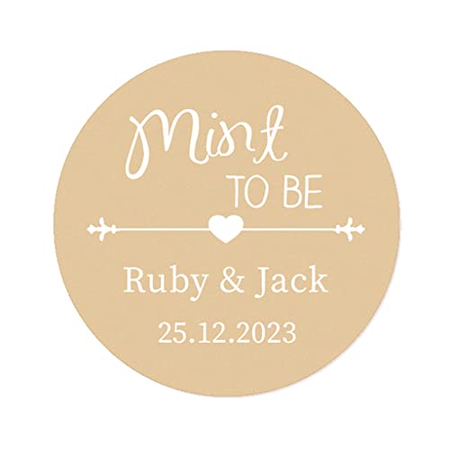 50 PERSONALISIERT 'Mint To Be' Hochzeitssticker Aufkleber - 4 cm Runde Papieraufkleber Etiketten für Hochzeit,Junggesellenabschied,Brautparty,Gastgeschenk,Tüten - Rd 006 (003) von eKunSTreet