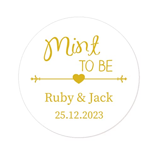 50 PERSONALISIERT 'Mint To Be' Hochzeitssticker Aufkleber - 4 cm Runde Papieraufkleber Etiketten für Hochzeit,Junggesellenabschied,Brautparty,Gastgeschenk,Tüten - Rd 006 (004) von eKunSTreet