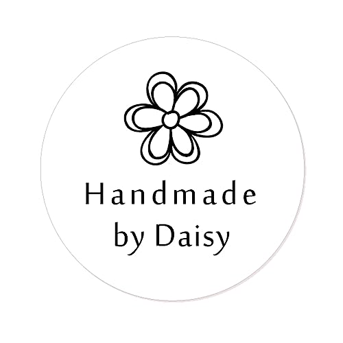 50 Stück personalisiert Handmade Sticker - Handmade by Name mit Blume Aufkleber - 4 cm Runde Papieraufkleber Selbstgemacht Etiketten für Hochzeit,Geschäft,Gastgeschenk,Tüten,Weihnachten - Rd 181 von eKunSTreet