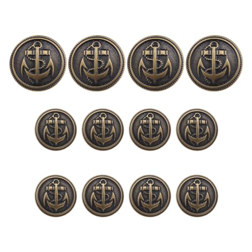 eMagTech 12 Stück Metall-Ankerknöpfe Set Schnalle in Bronze-Ton Kupfer Nähen Schaft Knöpfe für DIY Handwerk Kleidung Uniform Jacke 4 Stück 20 mm, 8 Stück 15 mm von eMagTech