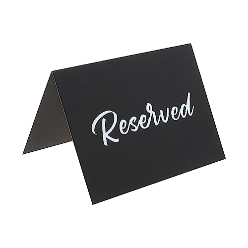 eMagTech 20 Stück Reservierte Tischschilder Doppelseitige Zeltkarten Silberfolie Reservierte Sitz-Etiketten für Hochzeit Party Restaurant Supplies 10 x 15 cm Schwarz von eMagTech