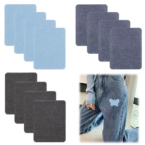 Aufnäher zum Aufbügeln, Denim, hochwertig,100% Baumwolle, Hochwertige Flicken für Innen- und Außenbereich, Ideal für Reparatur und Dekoration, Blaue Farbtöne, Größe 9,5 cm x 12,5 cm von eModwey