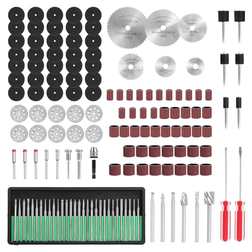 eROOSY 147 ST Mini-Werkzeug-Zubehör-Set, HSS-Mini-Bohrer, Schneidräder Drehwerkzeuge, Schleifhülsen-Set, Drum Sander Set von eROOSY