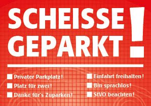 iSecur Notizblock Scheiße geparkt! für die Windschutzscheibe rot Block à 50 Blatt DIN A7 mehrere Auswahlmöglichkeiten zum Ankreuzen Verkehrssünder Verkehrsrowdys Parksünder dv_651 von iSecur