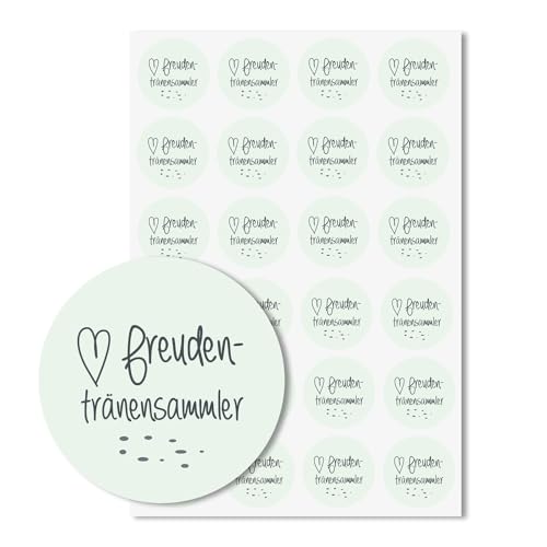 24 Aufkleber Freudentränen-Sammler I dv_132_mint I Ø 4 cm I Set Freudentränen-Sticker Hochzeits-Sticker I Taschentuch Tränen Hochzeit Dekoration von easydruck24de