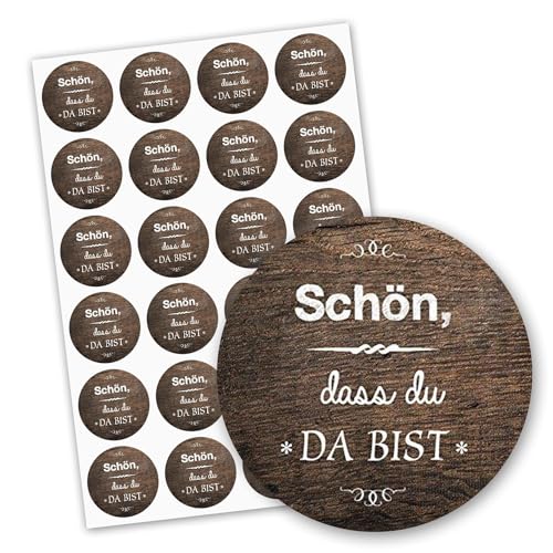 24 Aufkleber Schön, dass du da bist I dv_045 I auf einem DIN A4 Bogen I Sticker beige creme Vintage für Hochzeit Geschenktüten Banderole Gastgeschenk von easydruck24de