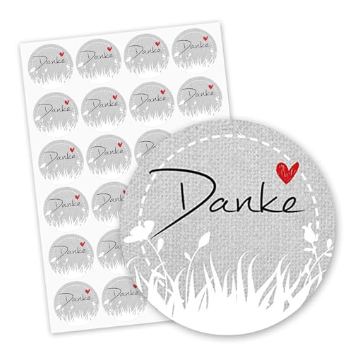 24 Geschenk-Sticker Danke I dv584 I Ø 4 cm I rund grau selbstklebend I Dankes-Aufkleber für Hochzeit Gast-Geschenk Geburtstag Taufe von easydruck24de