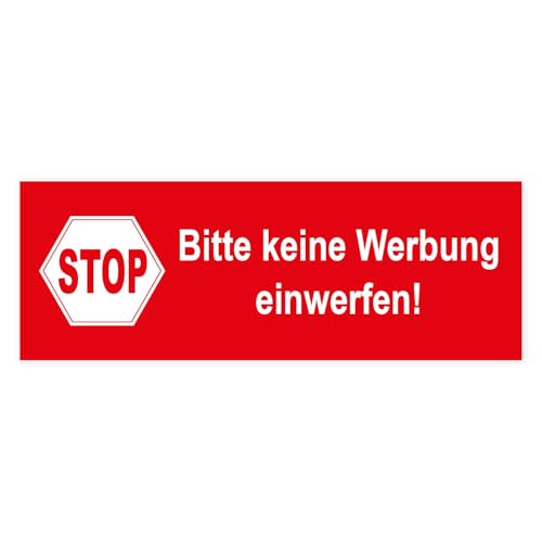 5er Aufkleber-Set Stop Bitte keine Werbung einwerfen! I 9 x 3 cm I Gegen Reklame im Briefkasten I in rot I wetterfest I hin018 von easydruck24de