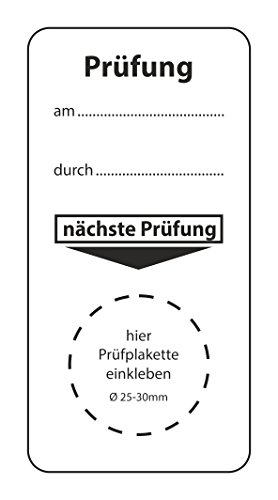 Grundplakette für "nächste Prüfung", verschiedene Staffelungen, Größe: 40 x 80 mm, zur Terminkontrolle für Maschinen, für Prüfplaketten ⌀ 25-30 mm, Qualitätsstandards einhalten, hin249 (100) von easydruck24de