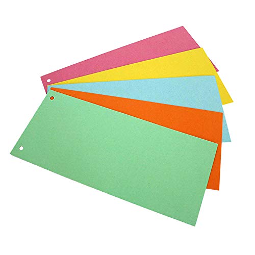 Trennstreifen für Ordner I 1000 Blatt I 2x fünf verschiedenfarbige Pakete à 100 Blatt I grün orange blau gelb rosa I 24 x 10,5 cm I AZ_039 von easydruck24de