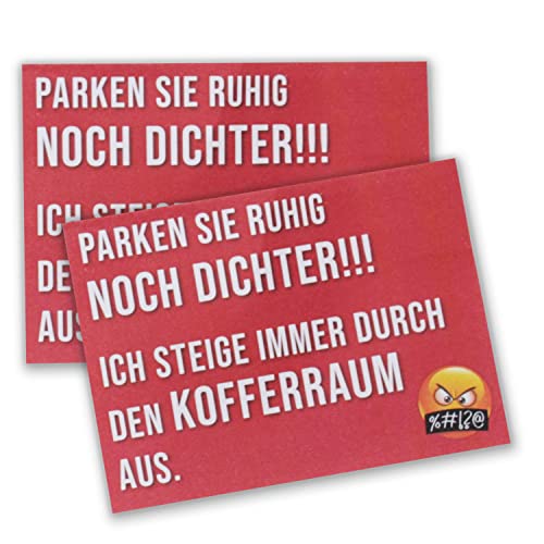 easydruck24de 2 Klebezettel Parksünder - Parken Sie ruhig noch dichter - DIN A7 in rot I 50 Blatt pro Block I kfz677 von easydruck24de