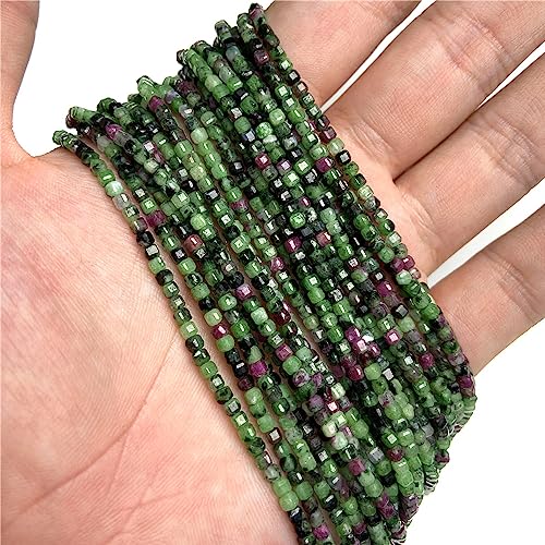 easyhaha Blau DIY 2-3mm Naturstein Perle Würfel Form Facette Außerhalb Lose Perlen Schmuck Machen Frauen Halskette Armbänder ergebnisse (Color : 9 Epidote, Size : 2-3MM Approx 36CM) von easyhaha