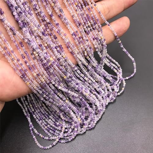 easyhaha DIY 2mm 3mm Lose Lazuli Rubys Turmalin Edelstein Perlen Natürliche Feceted Kristall Quarz Stein Perlen for Schmuck Machen (Color : 12 Amethyst, Size : 2mm) von easyhaha