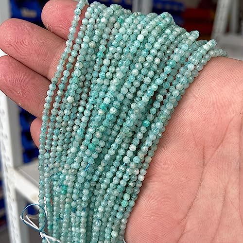 easyhaha DIY 2mm 3mm Lose Lazuli Rubys Turmalin Edelstein Perlen Natürliche Feceted Kristall Quarz Stein Perlen for Schmuck Machen (Color : 36 Amazonite, Size : 2mm) von easyhaha