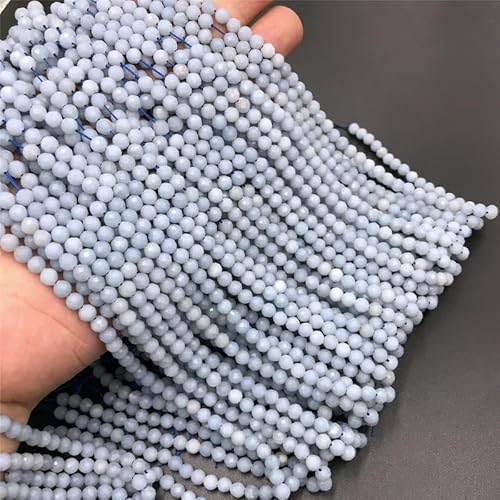 easyhaha DIY 2mm 3mm Lose Lazuli Rubys Turmalin Edelstein Perlen Natürliche Feceted Kristall Quarz Stein Perlen for Schmuck Machen (Color : 37 Angelite, Size : 2mm) von easyhaha