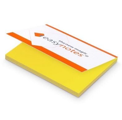 Elektrostatisch selbstklebendes Notizpapier | Gelb, 100x70mm, 100 Blatt Notizbuch | Haftet an allen Oberflächen ohne Magnete, Pins oder Klebstoff | Große Static Sticky Notes von easynotes