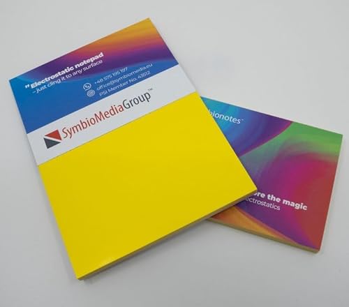 Elektrostatisch selbstklebendes Notizpapier | Gelb, 210x297 mm, 100 Blatt Notizbuch | Haftet an allen Oberflächen ohne Magnete, Pins oder Klebstoff | Große Static Sticky Notes von easynotes