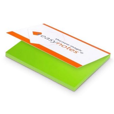 Elektrostatisch selbstklebendes Notizpapier | Grün, 100x70mm, 100 Blatt Notizbuch | Haftet an allen Oberflächen ohne Magnete, Pins oder Klebstoff | Große Static Sticky Notes von easynotes