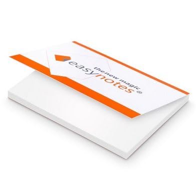 Elektrostatisch selbstklebendes Notizpapier | Weiß, 100x70mm, 100 Blatt Notizbuch | Haftet an allen Oberflächen ohne Magnete, Pins oder Klebstoff | Große Static Sticky Notes von easynotes