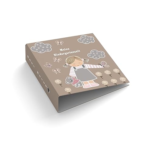 Ringordner | Ordner | mit Name personalisieren | Little Girl | braun | Mit Griffloch | für DIN A4 | 7,4 cm breit | Mädchen | Kindergarten | Garten von easyprint